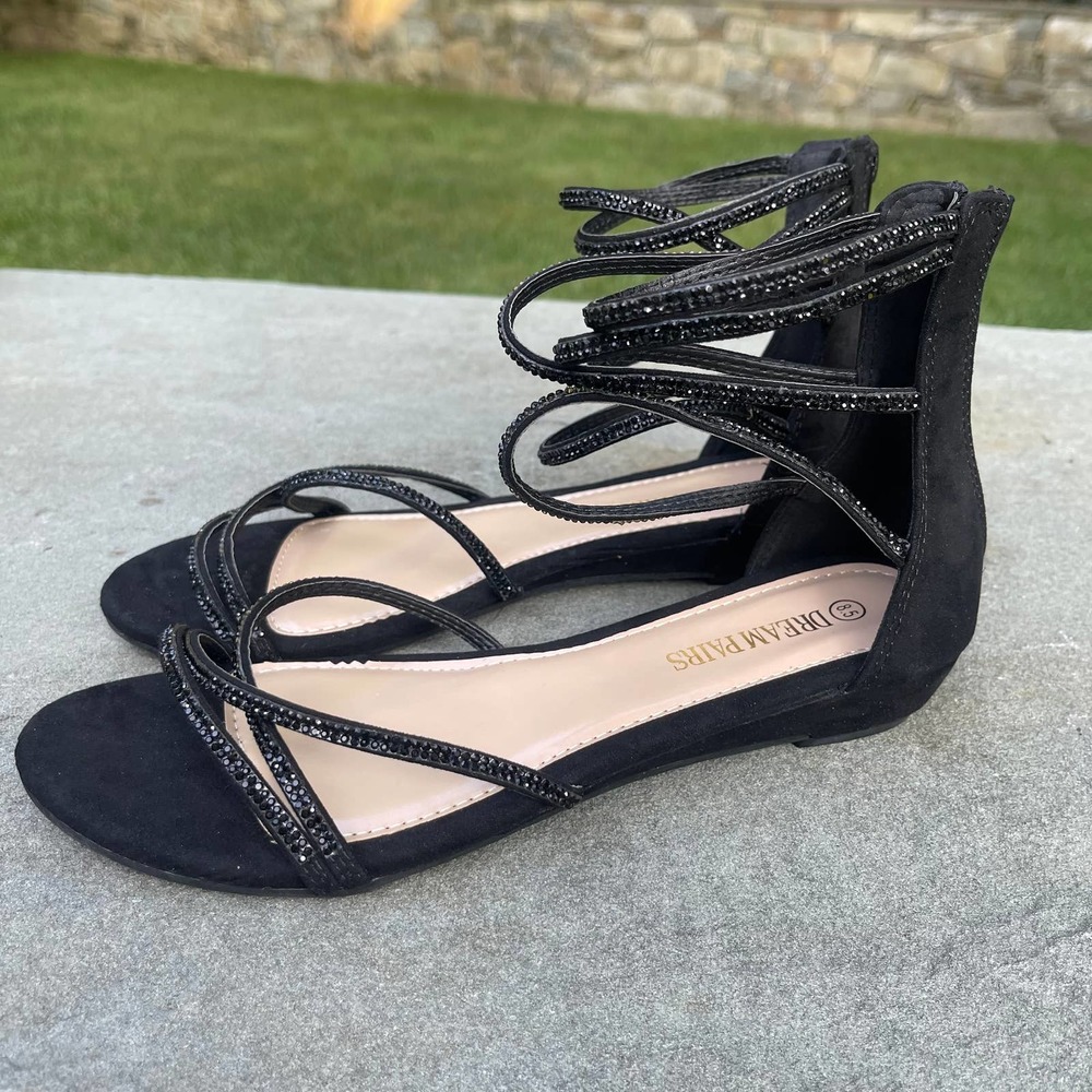 Womens Sandals Flats Black Strap Work Dream Pairs Casual Summer Fall Size 8.5